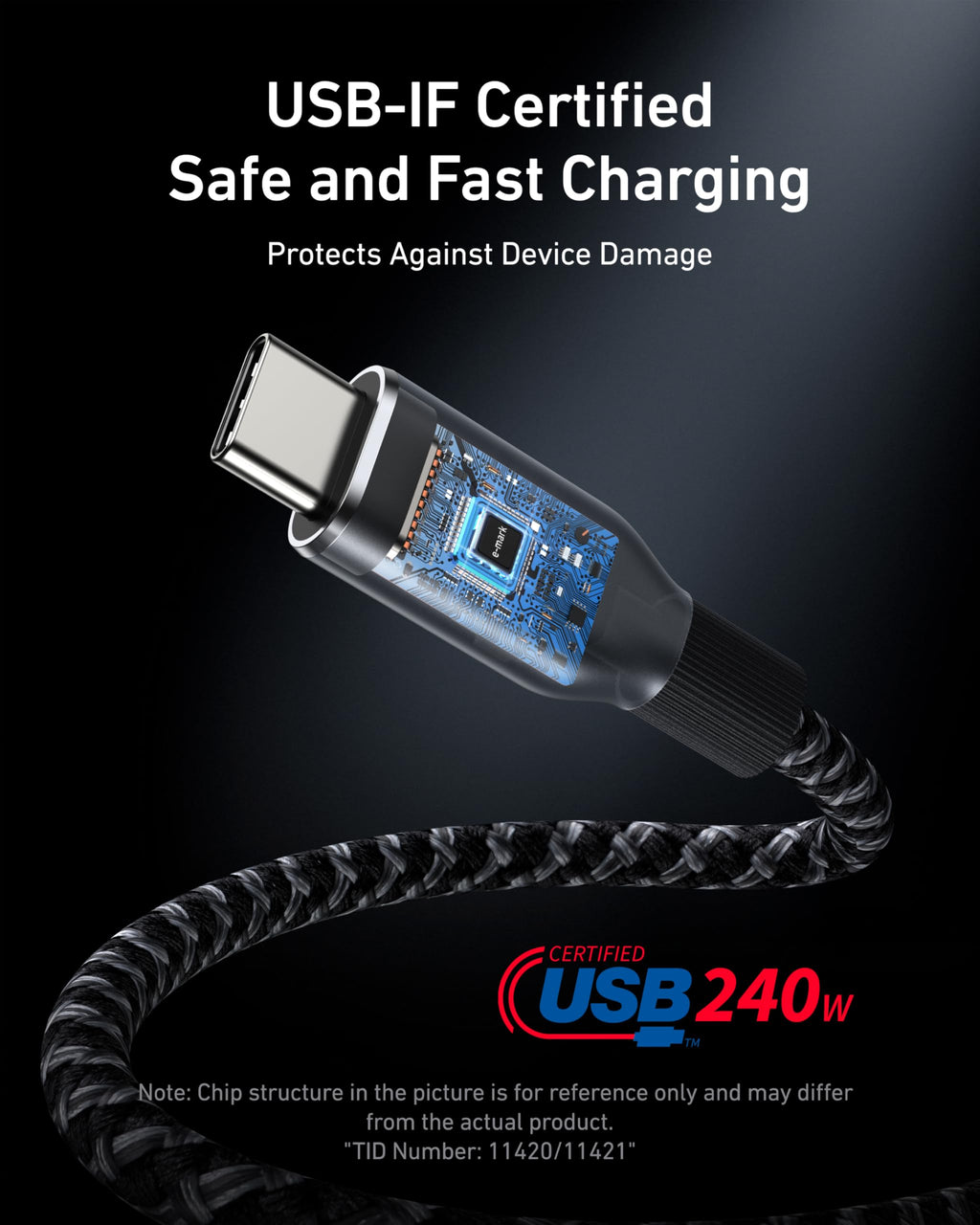 Anker Prime USB-C to USB-C Cable (240W, Upcycled-Braided), view 12