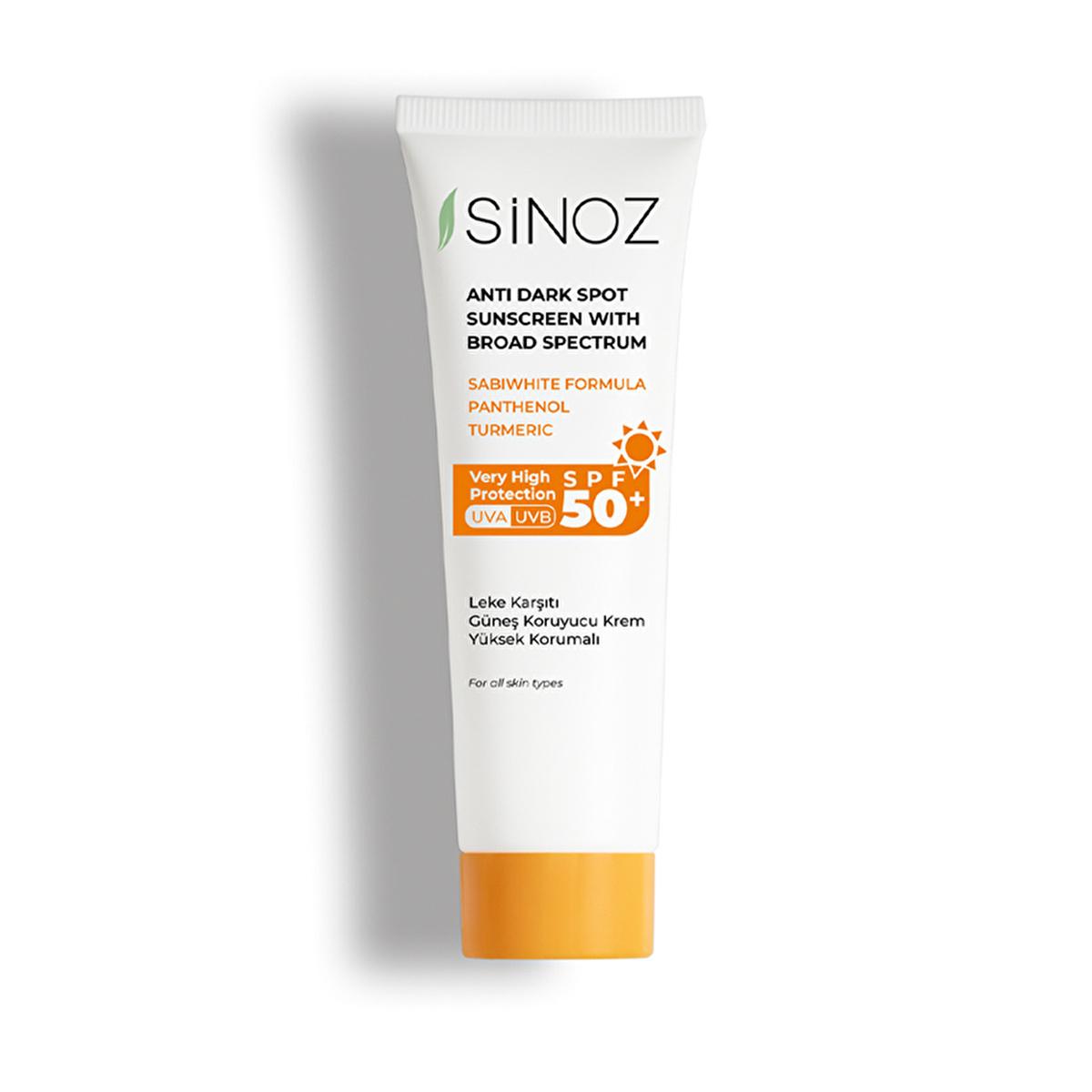 Sinoz SPF 50+ Anti-Spot Facial Sunscreen: Broad Spectrum Protection, Non-Greasy, Moisturizing - Perfect for All Skin Types, Prevents Sun Damage