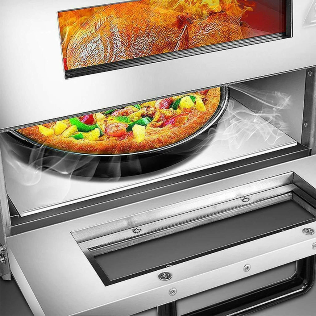 Heavy-Duty 3KW Electric Commercial Stainless Steel Double Deck Pizza Oven (SAK81427) – SAKSBY WHOLESALE, view 9