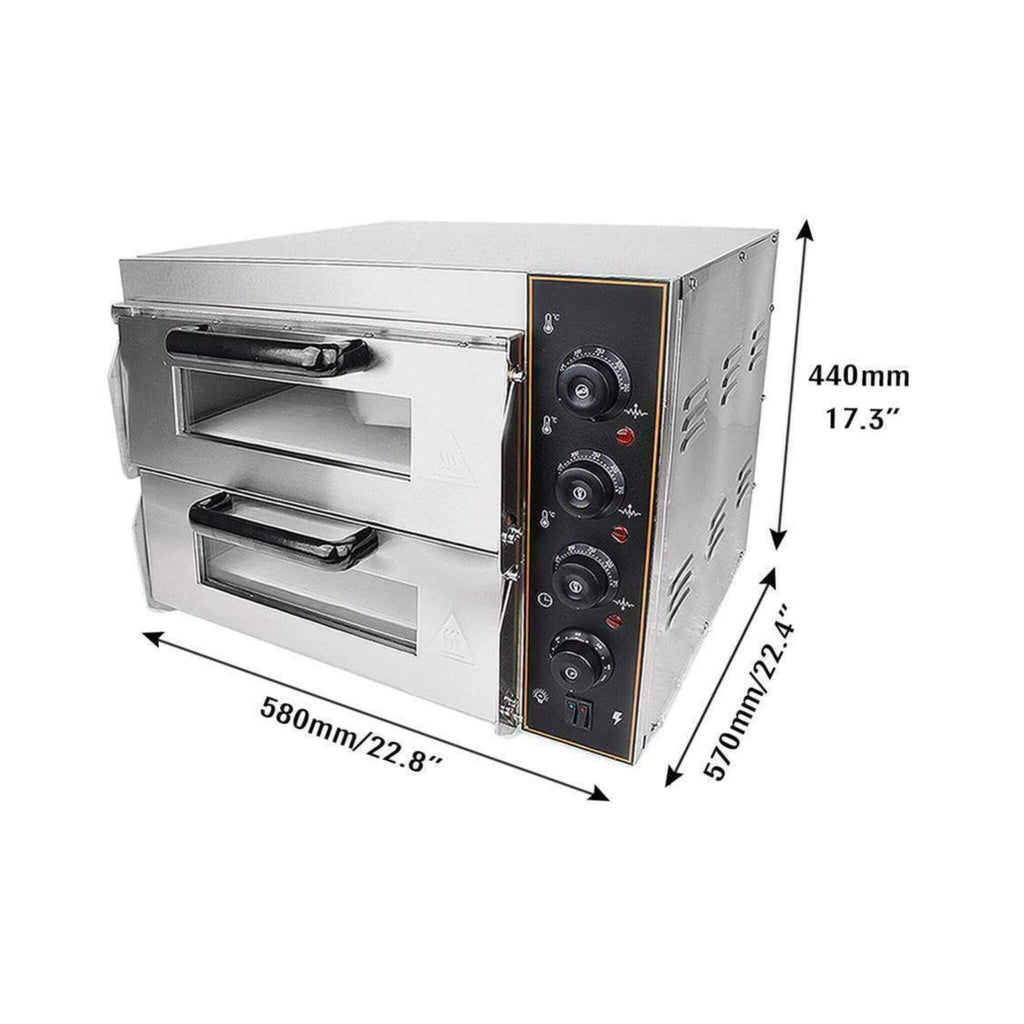Heavy-Duty 3KW Electric Commercial Stainless Steel Double Deck Pizza Oven (SAK81427) – SAKSBY WHOLESALE, view 10