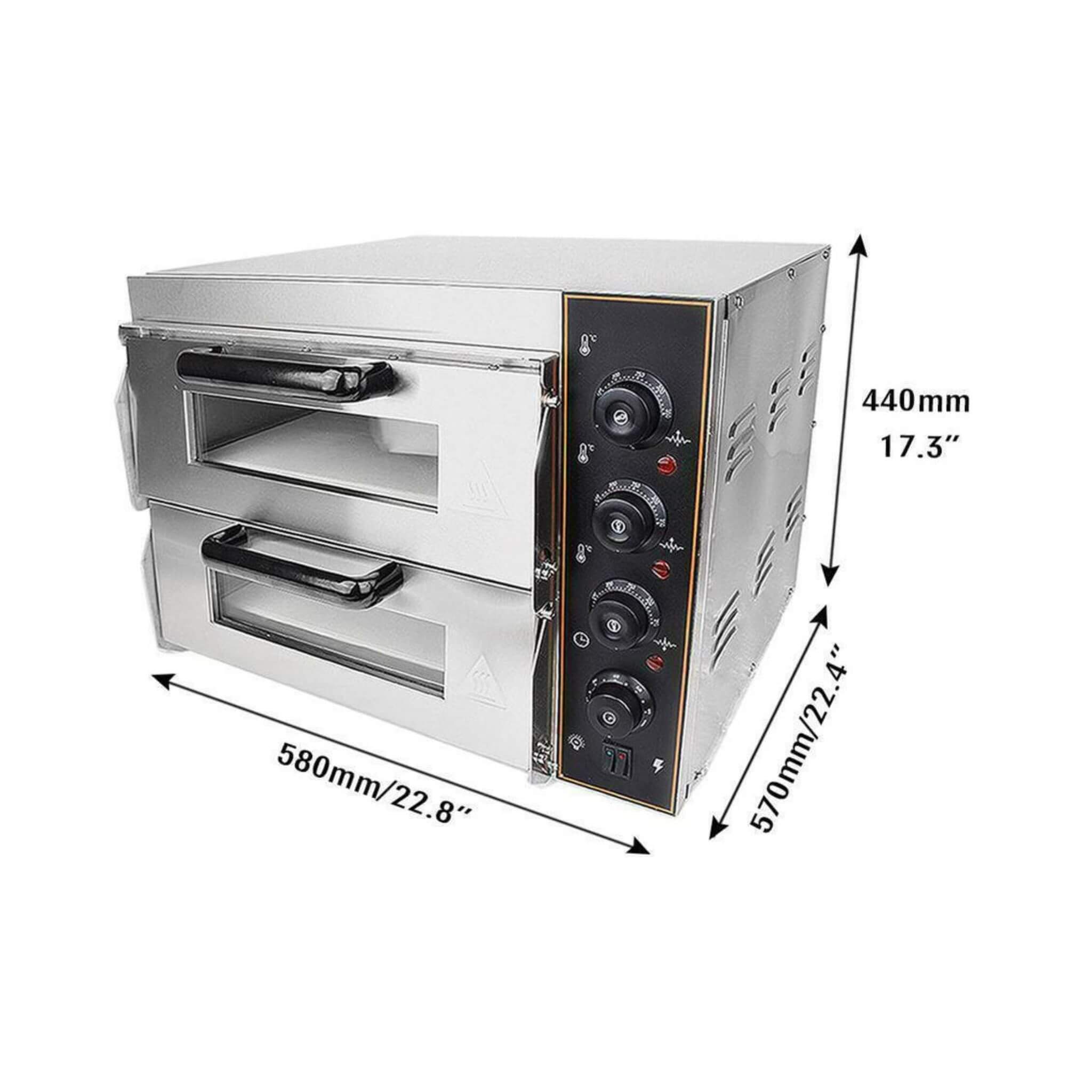 Heavy-Duty 3KW Electric Commercial Stainless Steel Double Deck Pizza Oven (SAK81427) – SAKSBY WHOLESALE, view 10