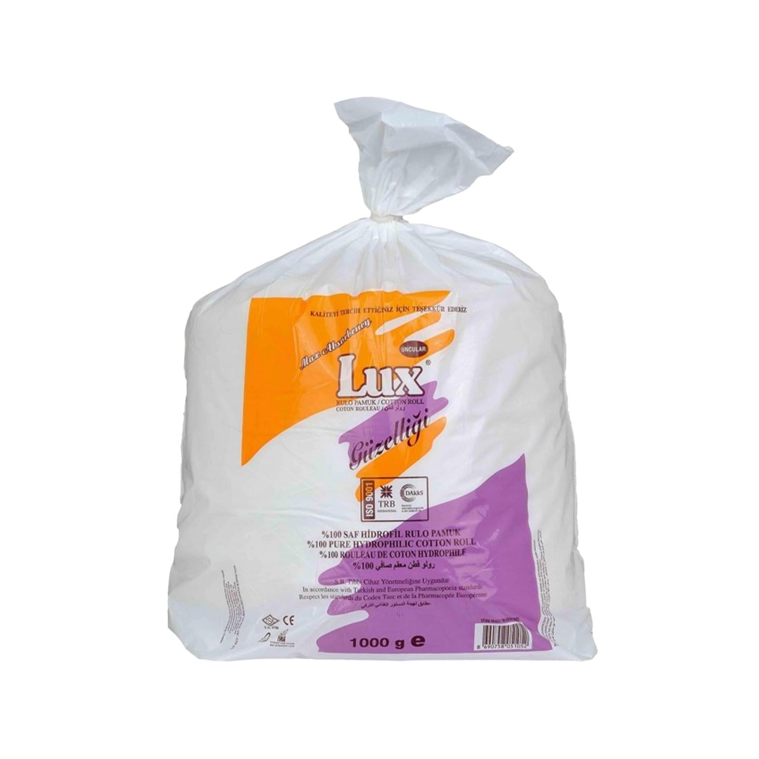 Lux Saf Hydrophilic Cotton Roll 1000g - Absorbent Hygiene Supplies for Baby Care & Household Use