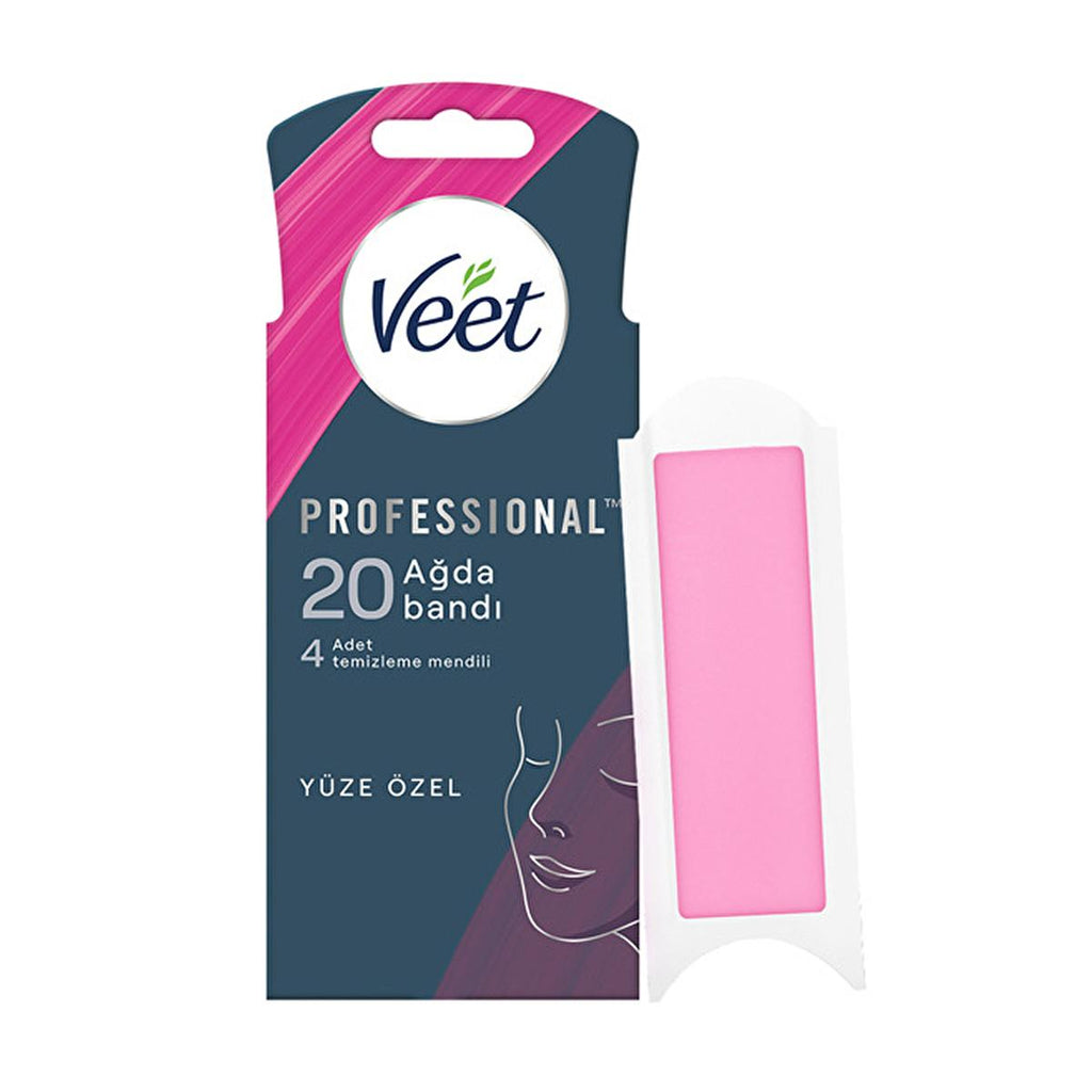 Veet Professional Facial Wax Strips for Normal Skin - Easy Gelwax Technology, 20 Strips