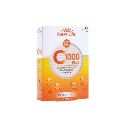 New Life C 1000 Plus Vitamin C Supplement with Zinc, Vitamin D, and Selenium - 30 Tablets for Immune System Support
