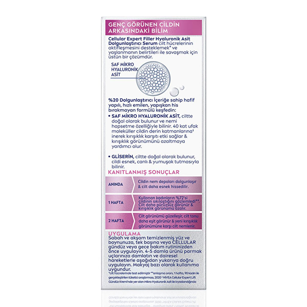 NIVEA Anti-Aging Facial Serum - Cellular Expert Filler Hyaluronic Acid Plumping Serum for Wrinkles, Hydration, and Skin Elasticity