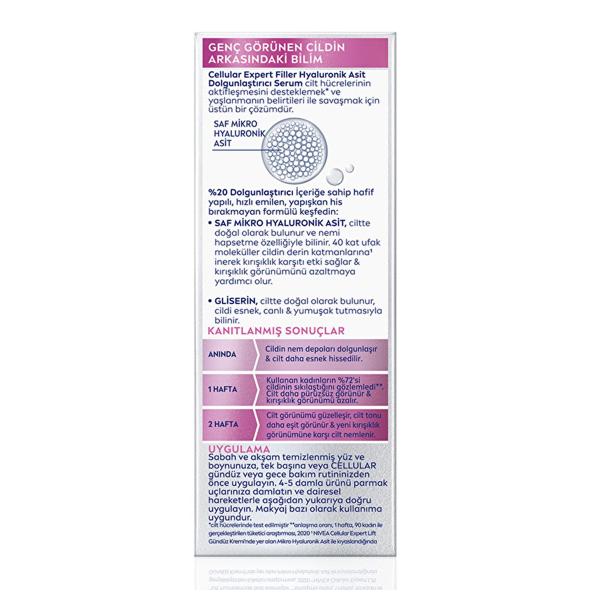 NIVEA Anti-Aging Facial Serum - Cellular Expert Filler Hyaluronic Acid Plumping Serum for Wrinkles, Hydration, and Skin Elasticity