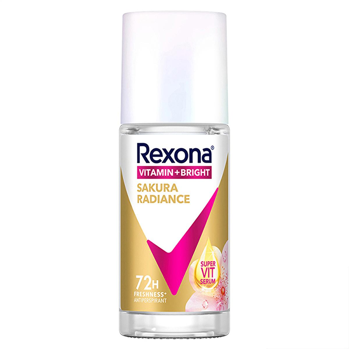 Rexona Vitamin + Bright Roll-On Deodorant for Women - 72 Hour Protection, Sustainable Glass Packaging