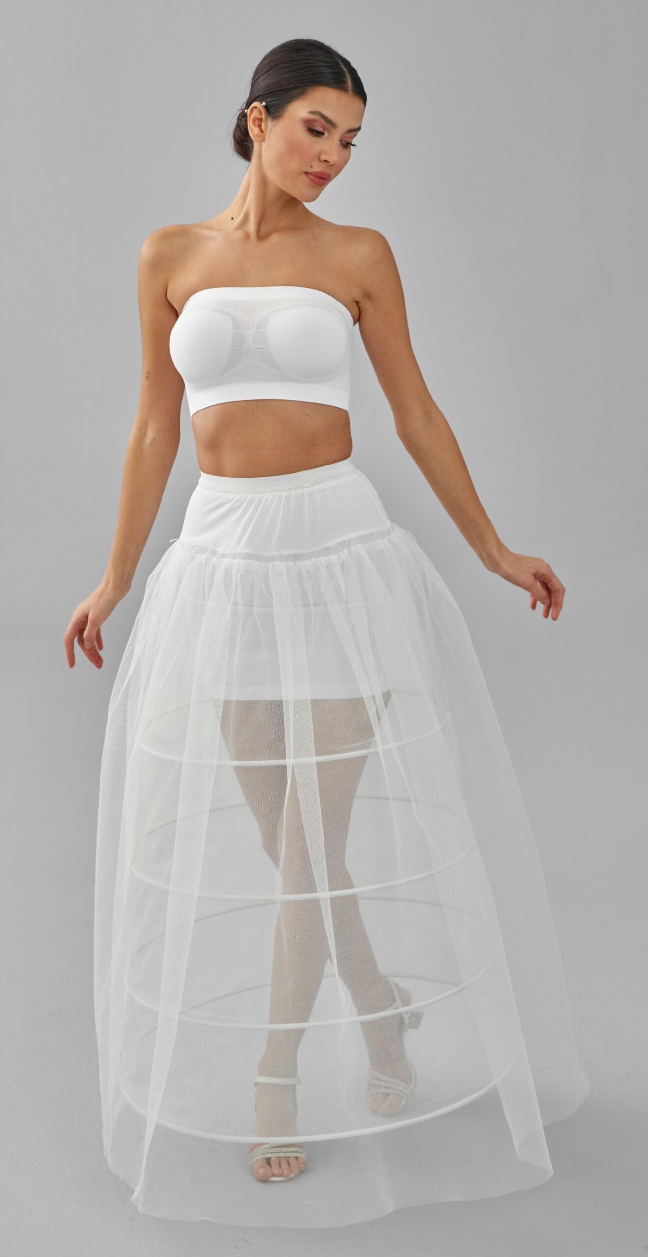 Crinoline, Wedding Dress Underskirt, White Petticoat Skirt, Four Hoop Skirt – Bridal Port, view 3