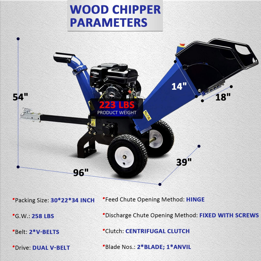 Heavy-Duty 4-Inch 208CC Gas Drum Wood Chipper Shredder With Tow Hitch (SAK47504) – SAKSBY WHOLESALE, view 10