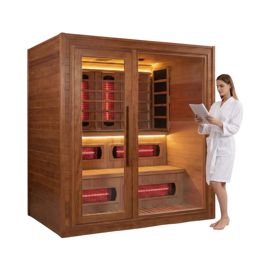 Rövia Elvaria 4-Person Indoor Canadian Red Cedar Infrared And Steam Sauna With 6KW Harvia Heater [Made-To-Order] (SAK93528) –
