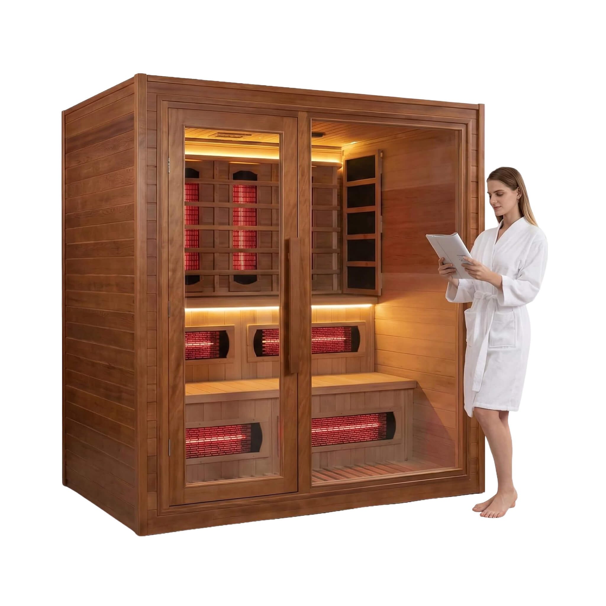 Rövia Elvaria 4-Person Indoor Canadian Red Cedar Infrared And Steam Sauna With 6KW Harvia Heater [Made-To-Order] (SAK93528) –