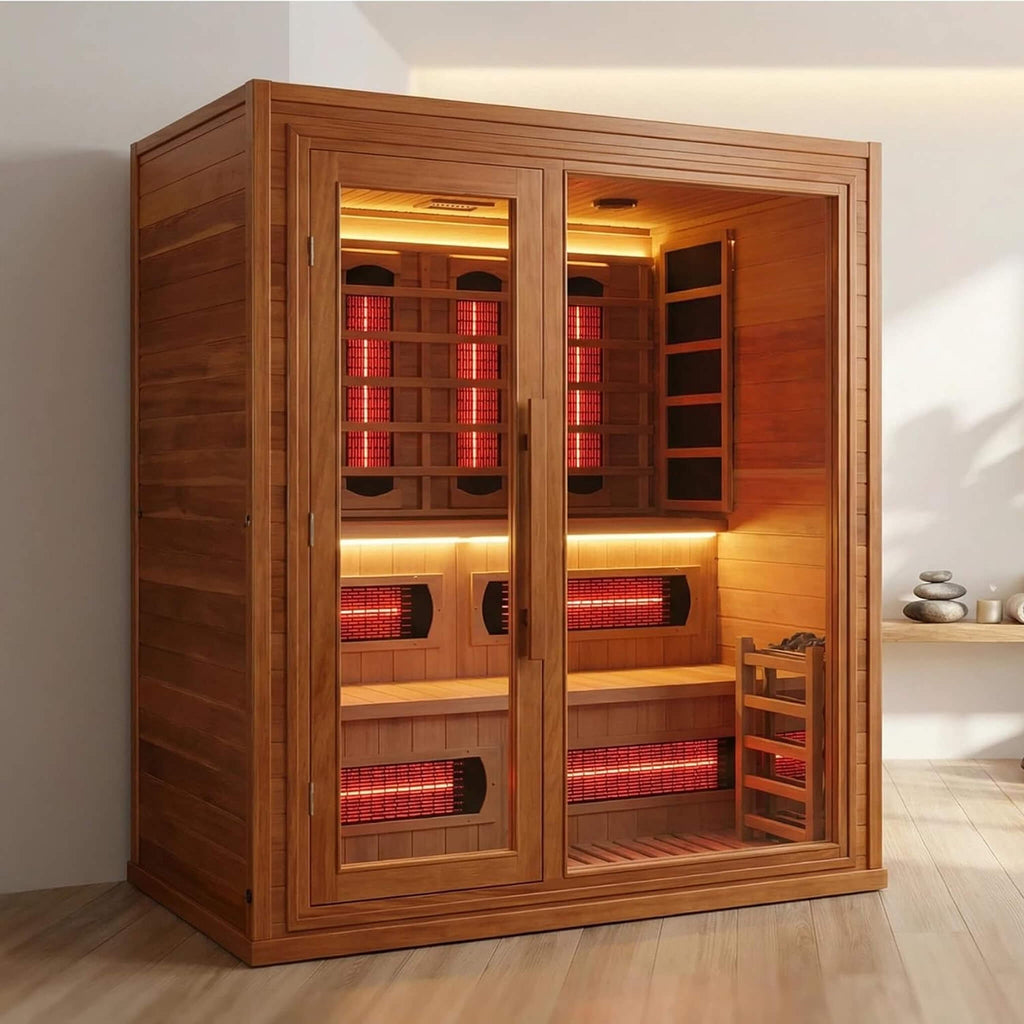 Rövia Elvaria 4-Person Indoor Canadian Red Cedar Infrared And Steam Sauna With 6KW Harvia Heater [Made-To-Order] (SAK93528) –