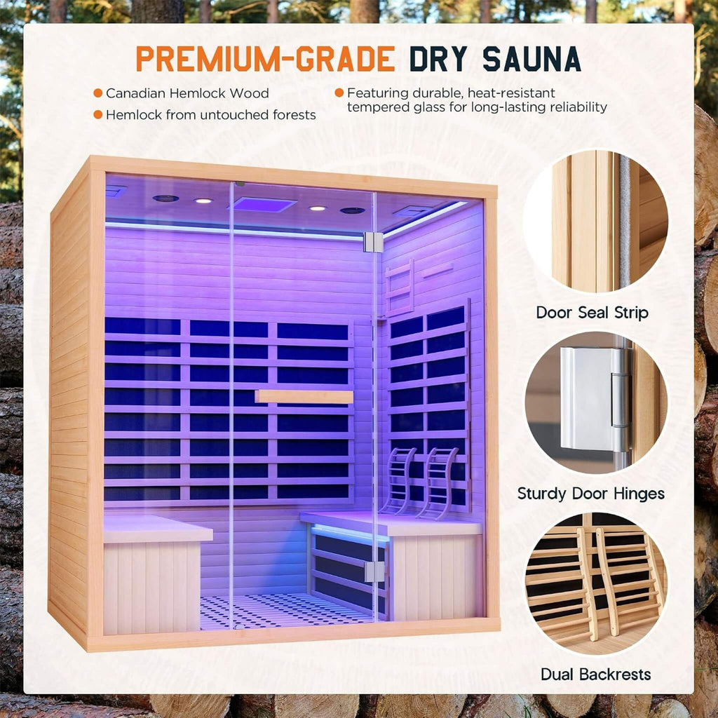 Thermora Seville 4-Person Low EMF Canadian Hemlock Infrared Sauna With Bluetooth (SAK29571) – SAKSBY WHOLESALE, view 8
