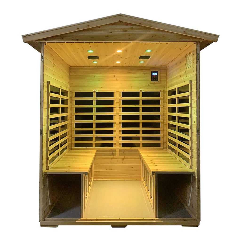 Thermora Deluxe 4-Person Outdoor Infrared Hemlock Sauna With Bluetooth Speakers & LED Lighting (SAK96371) – SAKSBY WHOLESALE,