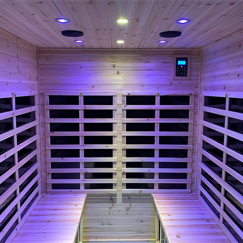 Thermora Deluxe 4-Person Outdoor Infrared Hemlock Sauna With Bluetooth Speakers & LED Lighting (SAK96371) – SAKSBY WHOLESALE,