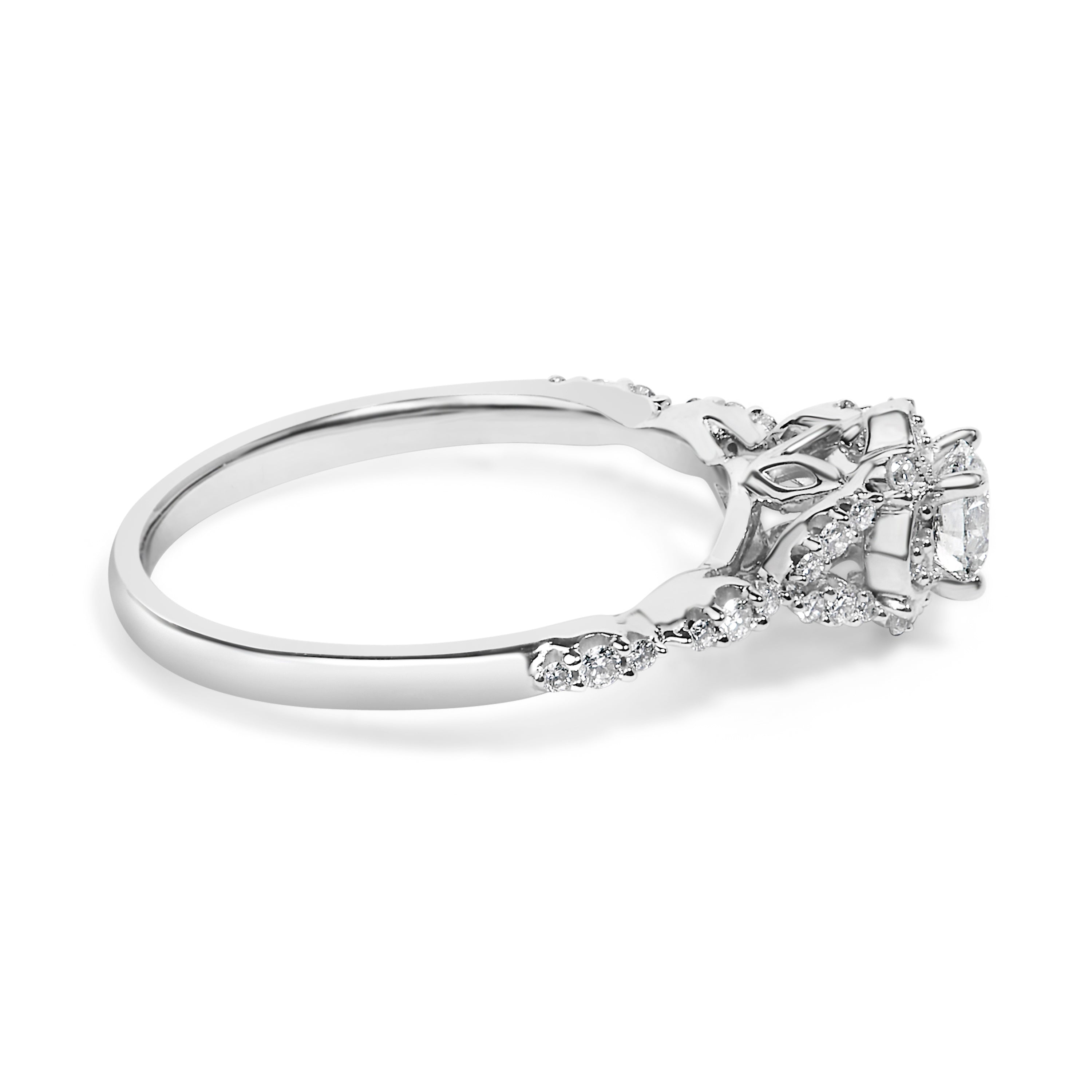 14K White Gold 1/2 Cttw Lab Grown Diamond Vintage Style Engagement Ring (F-G Color, VS1-VS2 Clarity) - Size 7