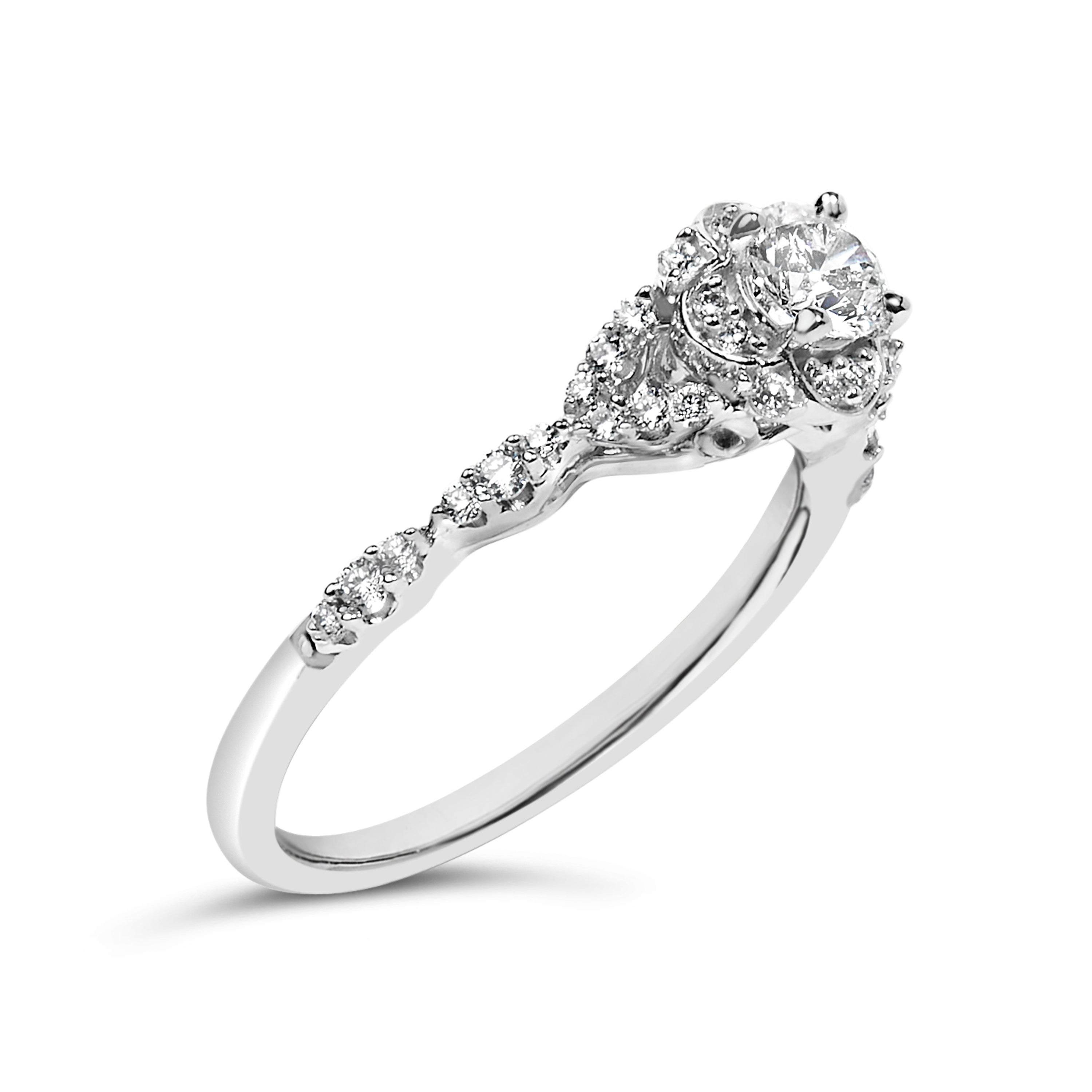 14K White Gold 1/2 Cttw Lab Grown Diamond Vintage Style Engagement Ring (F-G Color, VS1-VS2 Clarity) - Size 7