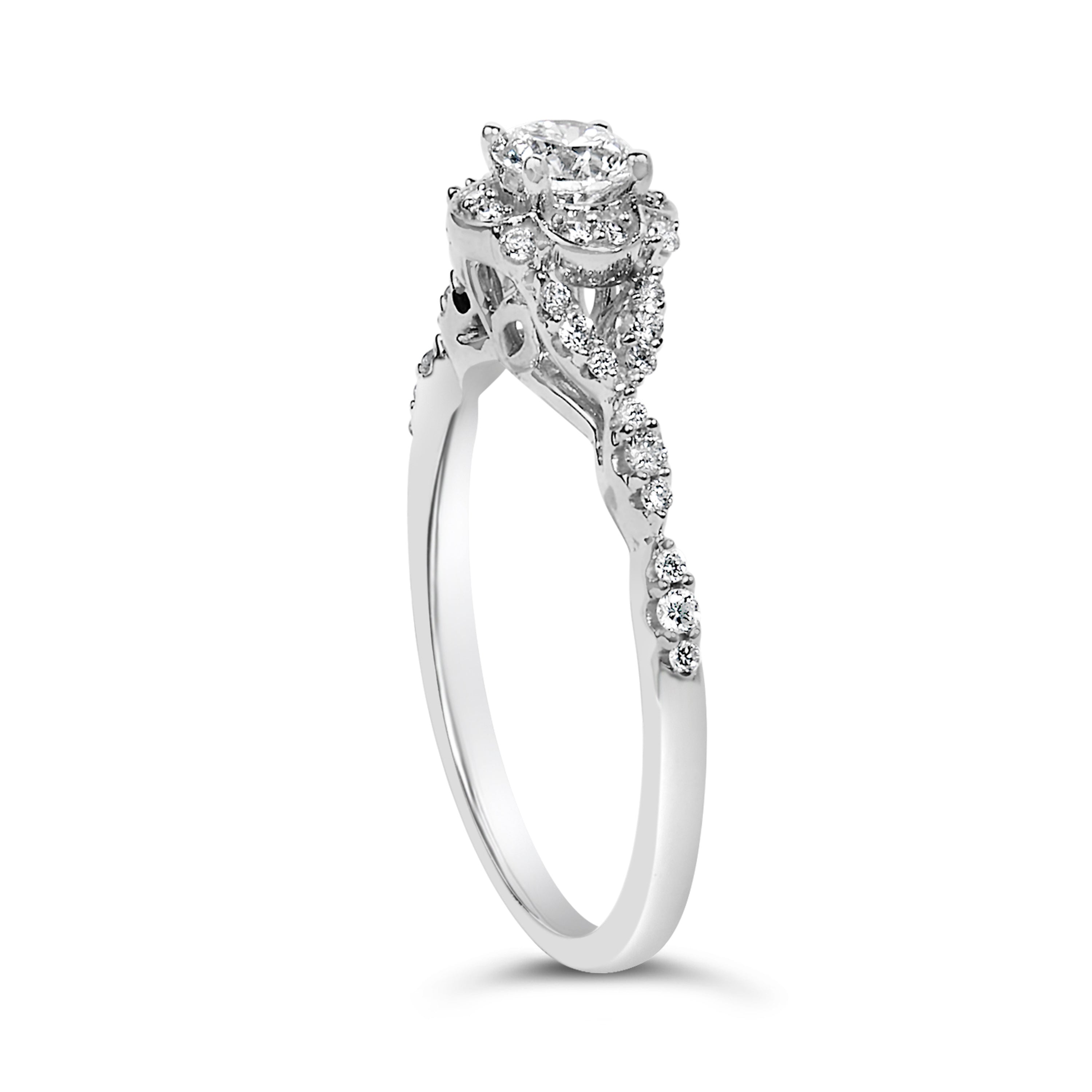 14K White Gold 1/2 Cttw Lab Grown Diamond Vintage Style Engagement Ring (F-G Color, VS1-VS2 Clarity) - Size 7