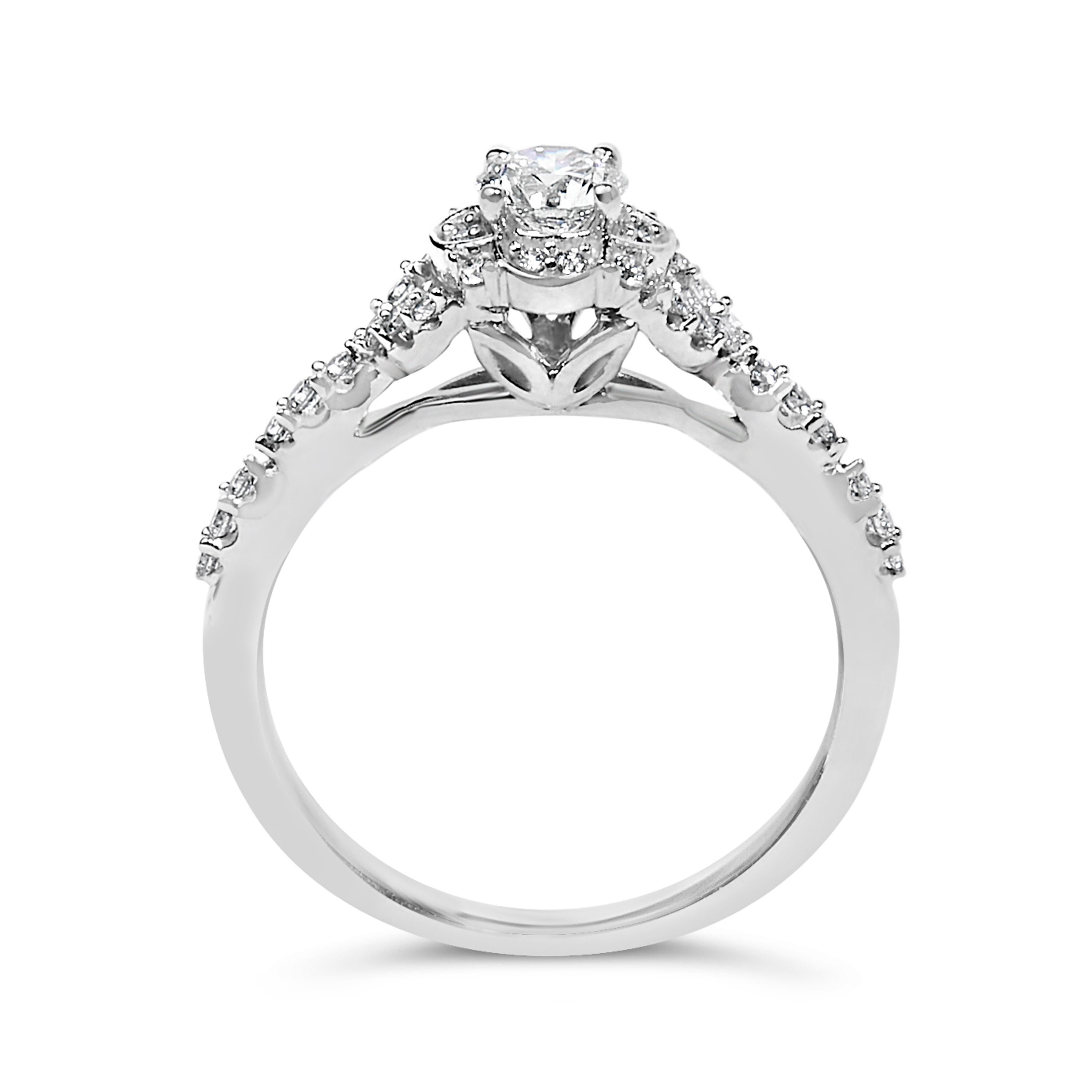 14K White Gold 1/2 Cttw Lab Grown Diamond Vintage Style Engagement Ring (F-G Color, VS1-VS2 Clarity) - Size 7