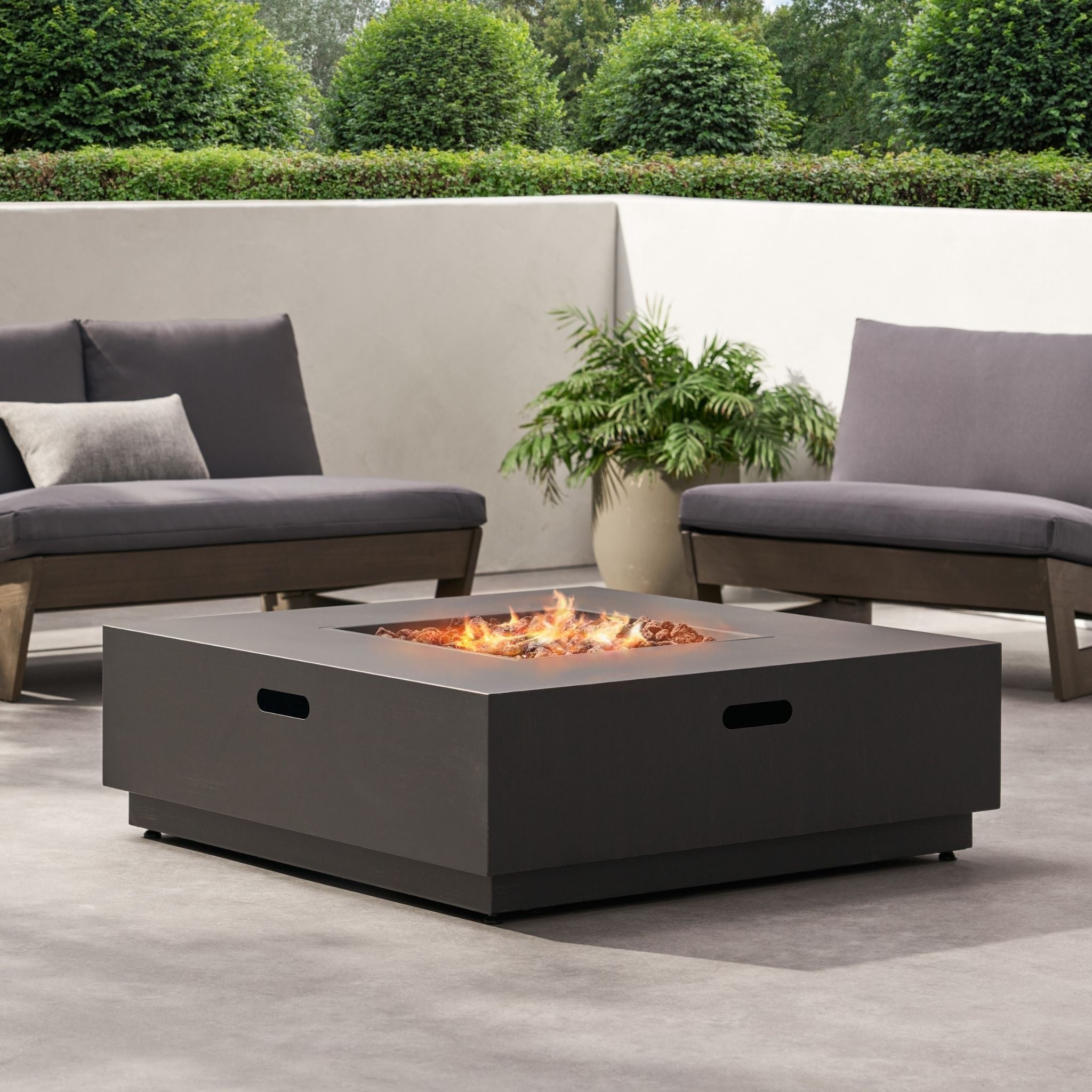 Alora 40-Inch 50K BTU Modern Outdoor Square Iron Backyard Patio Fire Pit (SAK31635) – SAKSBY WHOLESALE, view 7