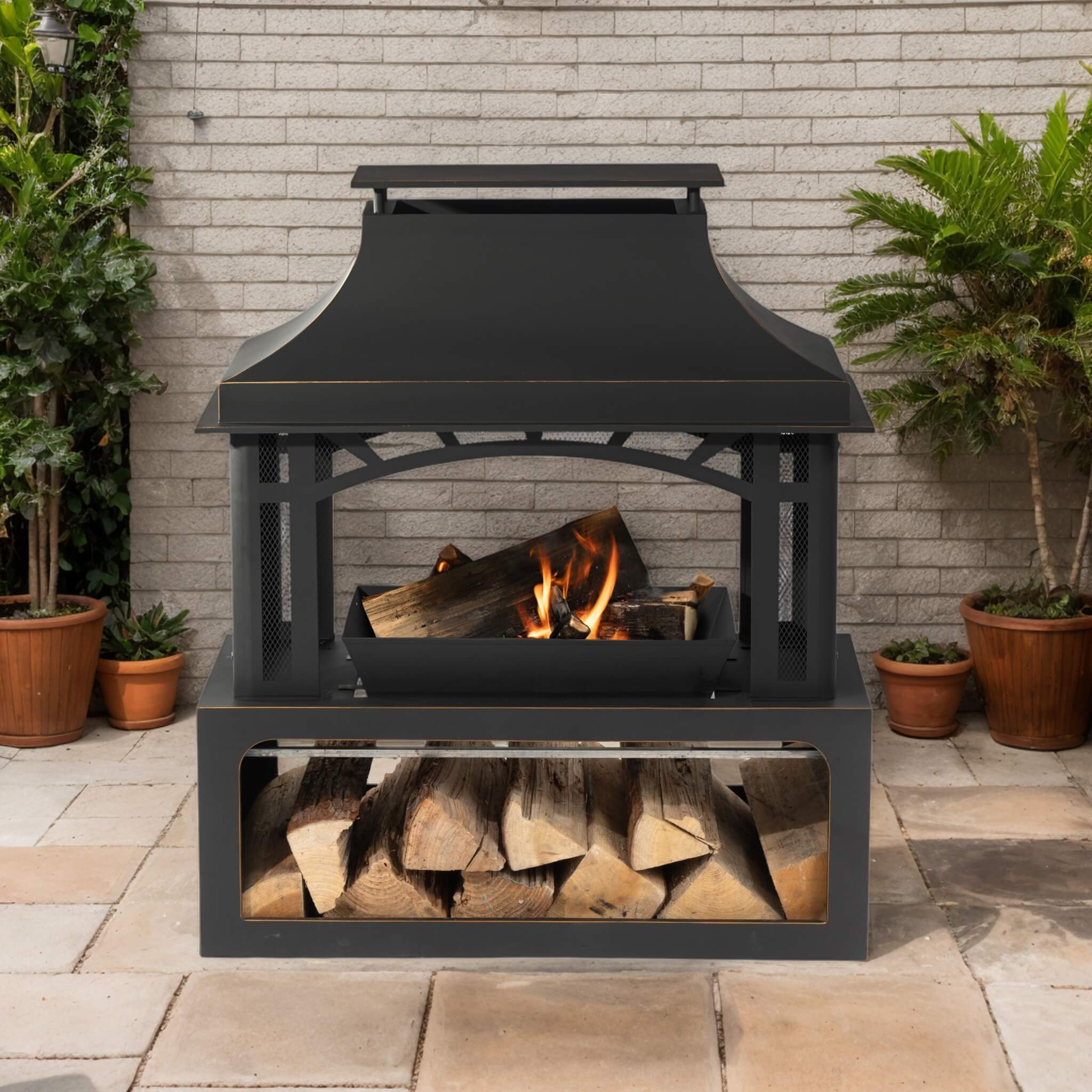 Alora 40-Inch Outdoor Steel Wood-Burning Backyard Fireplace Fire Pit (SAK45758) – SAKSBY WHOLESALE