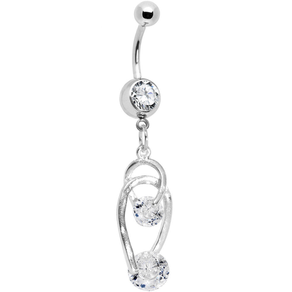 BodyCandy Crystalline Gem Double Drop Horseshoes Belly Ring — main product shot