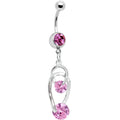 BodyCandy Pink Gem Double Drop Horseshoes Belly Ring — main product shot