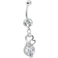 BodyCandy Crystalline Gem Dual Hearts Ellipse Belly Ring — main product shot