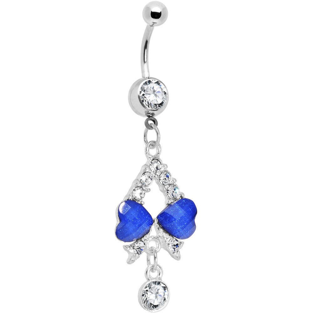 BodyCandy Clear Gem Heartfelt Blue Bow Drop Belly Ring — main product shot