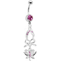 BodyCandy Pink Gem Bow Heart Butterfly Belly Ring — main product shot