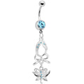 BodyCandy Aqua Gem Bow Heart Butterfly Dangle Belly Ring — main product shot