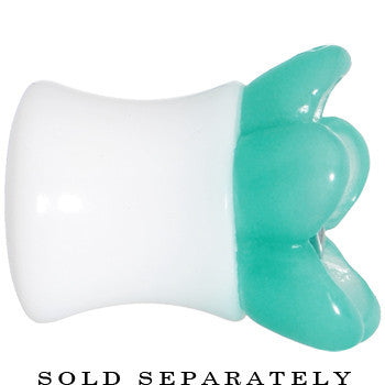 BodyCandy 5/8 Acrylic Aqua Flower Saddle Plug — lifestyle context