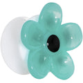 BodyCandy 20mm Acrylic Aqua Flower Saddle Plug — main product shot