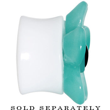 BodyCandy 1 inch Acrylic Aqua Flower Saddle Plug — lifestyle context