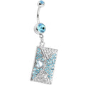 BodyCandy Aqua Gem Love Letter Dangle Belly Ring — main product shot