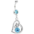 BodyCandy Aqua Gem Heart Loop Solitaire Belly Ring — main product shot