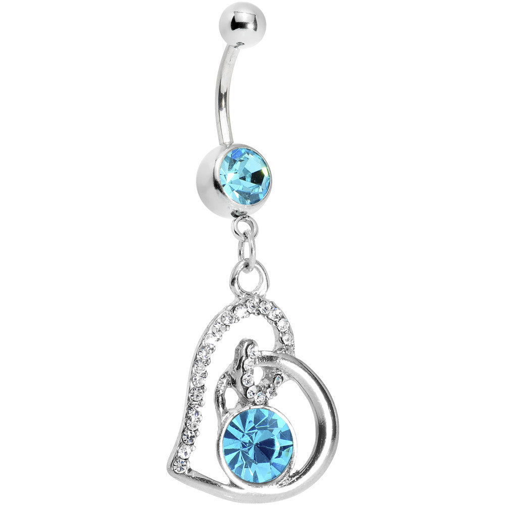 BodyCandy Aqua Gem Heart Loop Solitaire Belly Ring — main product shot