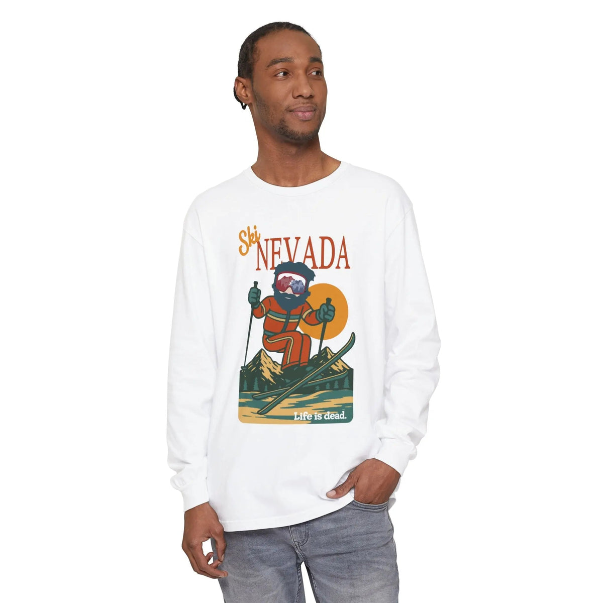 Ski Nevada - Life is Dead Mountain Collection Garment-Dyed Long Sleeve T-Shirt