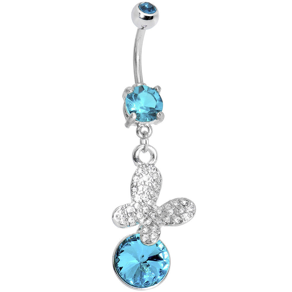 BodyCandy Aqua Gem Crystalline Butterfly Dangle Belly Ring — main product shot