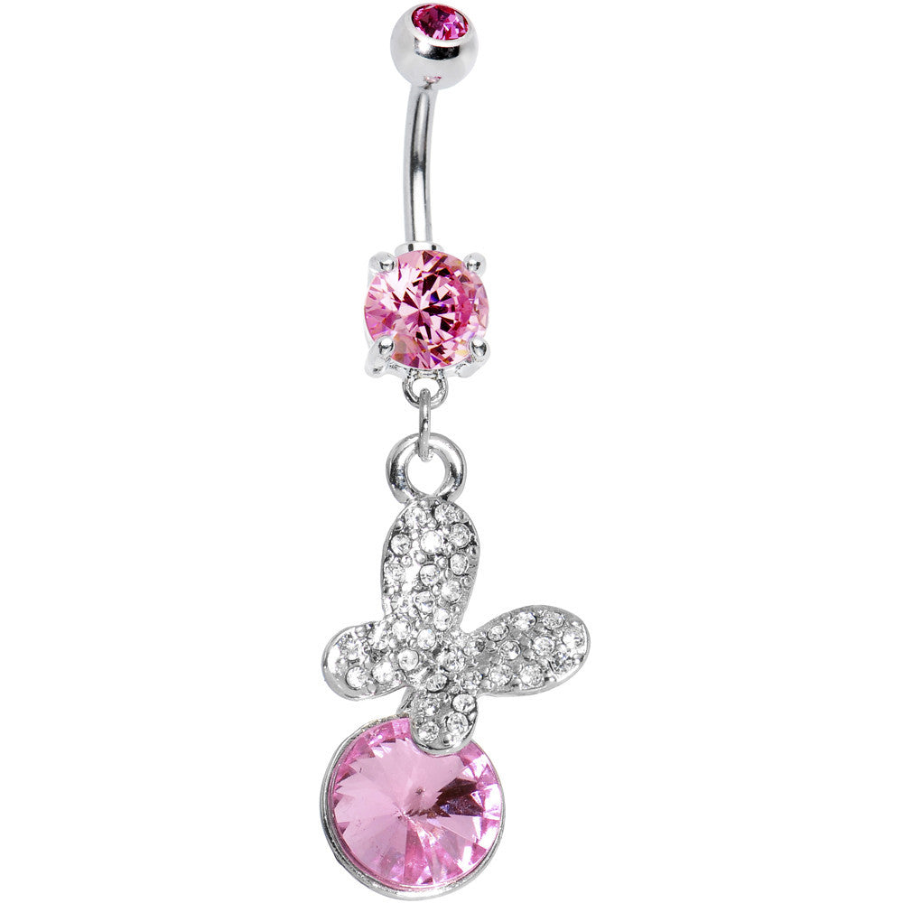 BodyCandy Pink Gem Crystalline Butterfly Dangle Belly Ring — main product shot