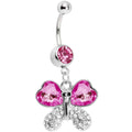 BodyCandy Pink Gem Heart Winged Butterfly Belly Ring — main product shot