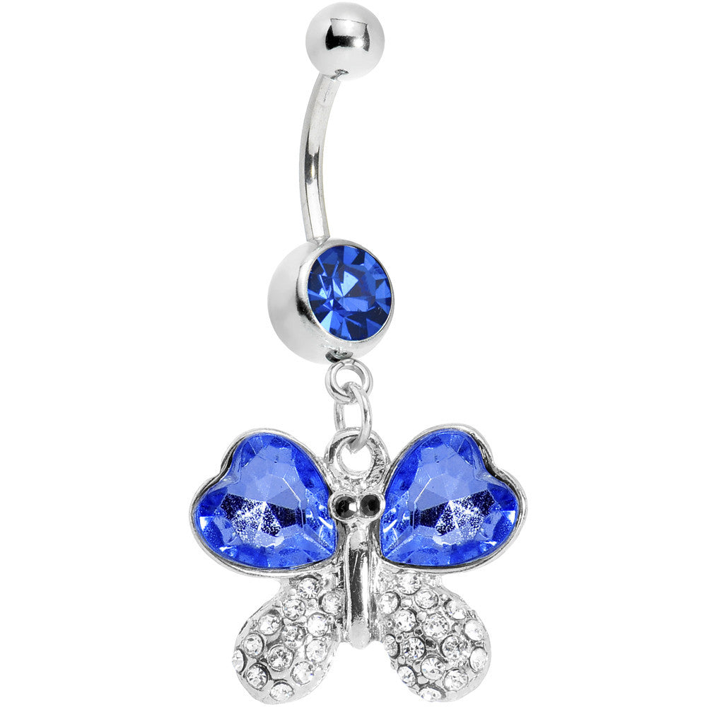 BodyCandy Sapphire Gem Heart Winged Butterfly Belly Ring — main product shot