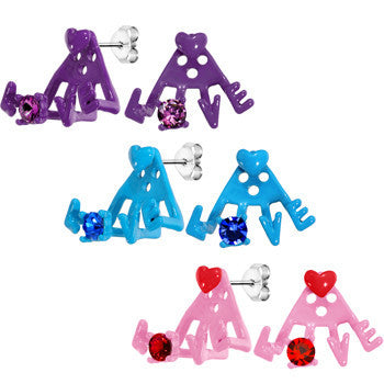 BodyCandy Love Times Three Stud Earring Set — detail close-up