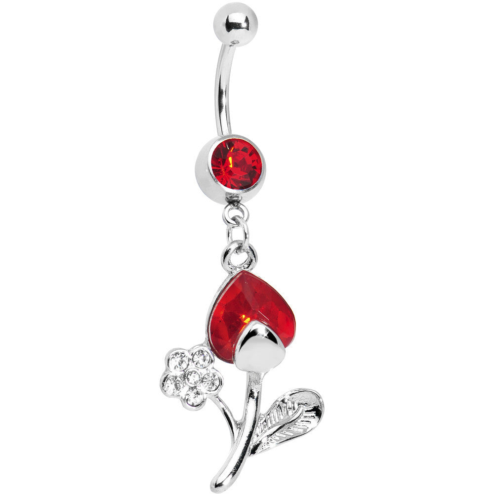 BodyCandy Ruby Red Gem Tulip Flower Belly Ring — main product shot