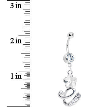 BodyCandy Crystalline Gem Flower Flourish Belly Ring — detail close-up