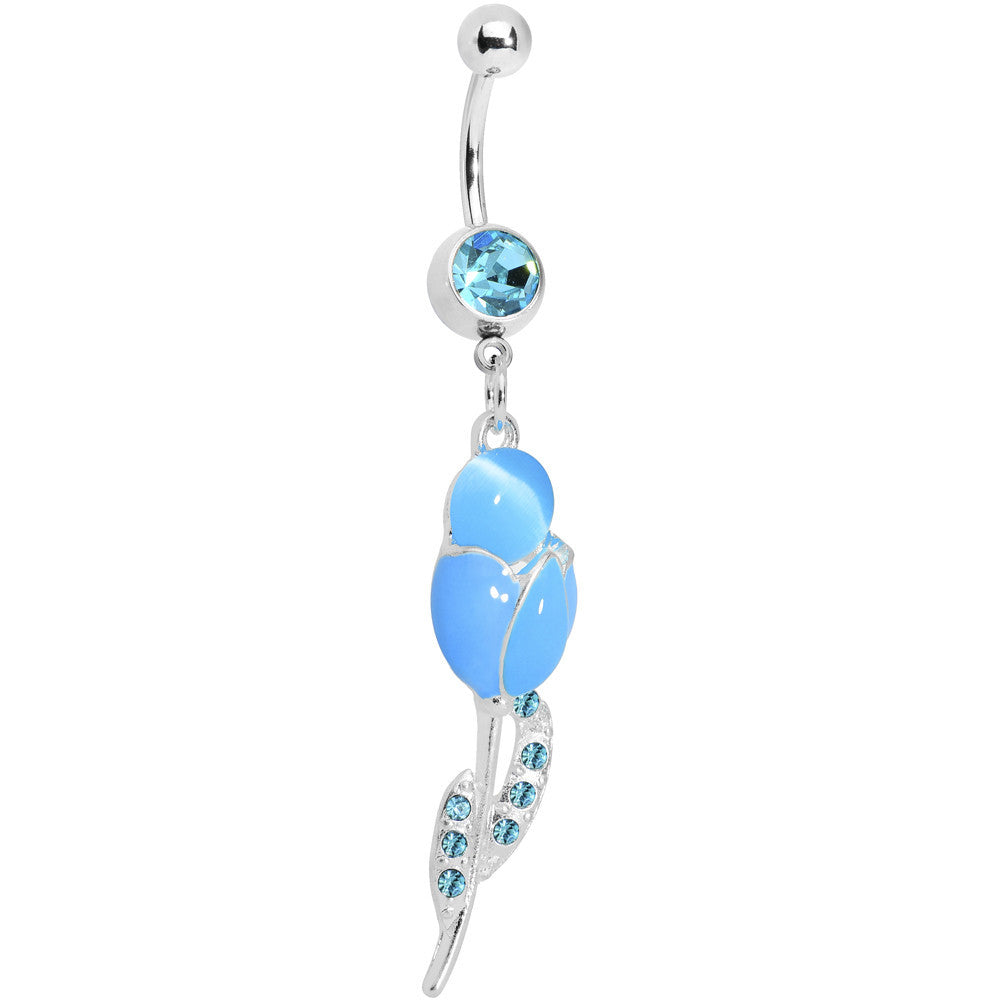 BodyCandy Aqua Gem Tulip Globe Flower Belly Ring — main product shot