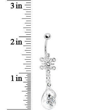 BodyCandy Crystalline Gem Explosion Teardrop Flower Belly Ring — detail close-up