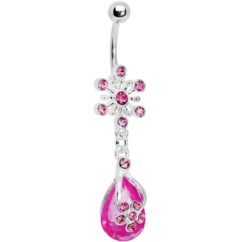 BodyCandy Pink Gem Explosion Teardrop Flower Belly Ring — main product shot