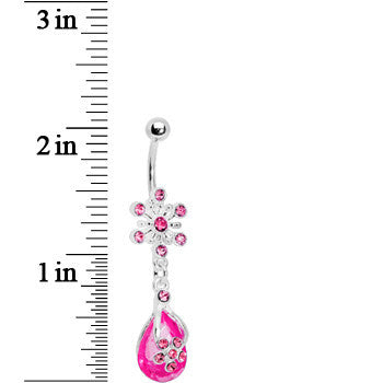 BodyCandy Pink Gem Explosion Teardrop Flower Belly Ring — detail close-up