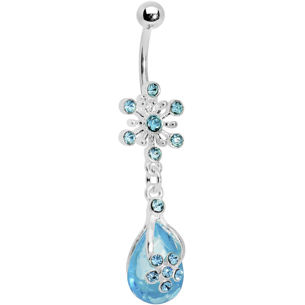 BodyCandy Aqua Gem Explosion Teardrop Flower Belly Ring — main product shot